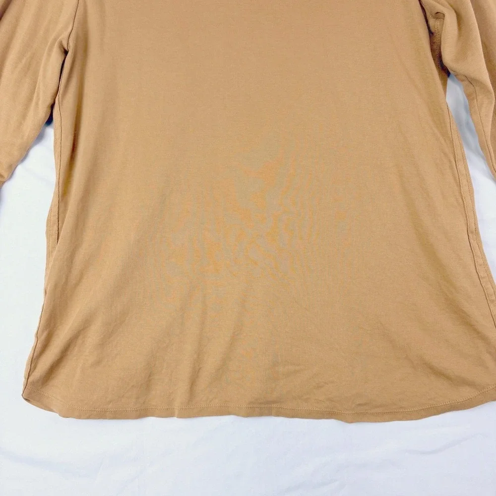 J. Jill XL Brown Pima Cotton 3/4 Sleeve Scoop Neck Tee Relaxed Basic Minimalist